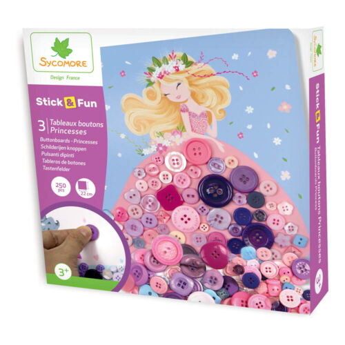 SYCOMORE Stick & Fun Children's Button Boards Princess, Unisex, 3 Years or Above