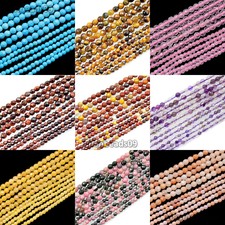 Natural Gemstones 2mm 3mm 4mm Faceted Round Spacer Seed Beads 15.5'' Jewelry DIY
