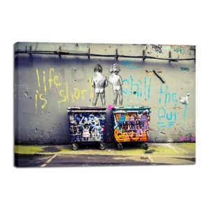 Canvas Prints Life is Short Chill the Duck Out Banksy Boys Canvas Wall Art - Picture 1 of 7