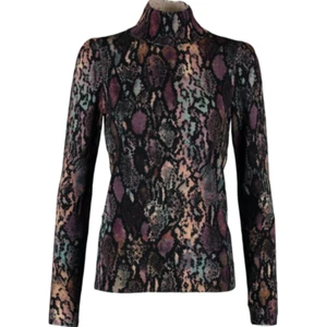 REBECCA TAYLOR Watercolor Snake Turtleneck Pullover - UK 12/M - £320 - Picture 1 of 2