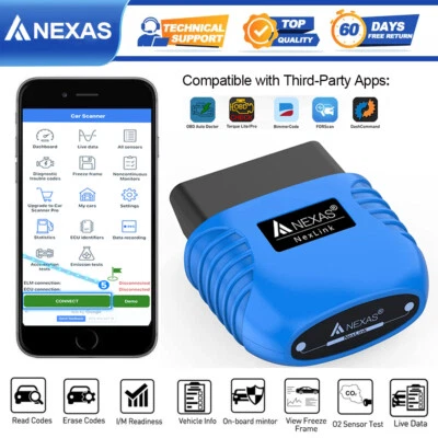 Automotive Car Bluetooth OBDII OBD2 Scanner Diagnostic Scan Tool Code Reader New — 第 1/4 张图片