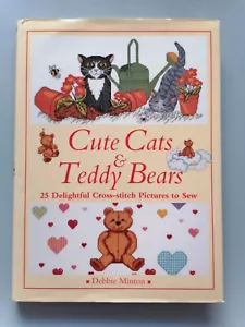 CUTE CATS & TEDDY BEARS - 25 Cross-Stitch Pics to Sew - Debbie Minton, 128pg - Picture 1 of 24