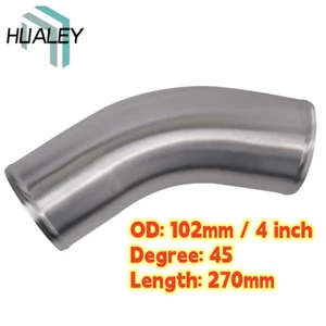 OD 102mm 4" inch 45 Degree Aluminum Turbo Intercooler Pipe Piping Tubing L=270mm - Picture 1 of 5