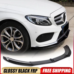 For Mercedes Benz W205 C205 A205 C300 2015UP Black FRP Front Bumper Lip Spoiler - Picture 1 of 14