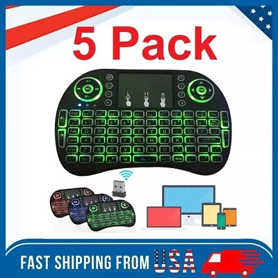 5 x Mini 3 Backlit i8 2.4GHz Wireless Keyboard for Respberry LG TV Box Android - Image 1 of 4
