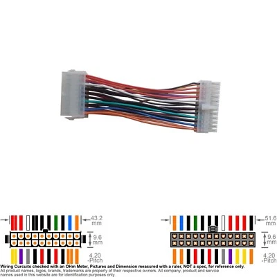 Cable Internal DC Power Supply ATX Converter 20-pin to Mother Board 24-pin  6" - Image 1 of 2