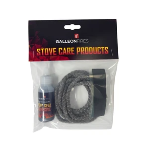 Kit Guarnizione Corda Vetro Porta Stufa Rigida 6mm Nero 6MM x 2M con Colla 50ml, Nastro Terminale - Foto 1 di 2