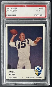 1961 Fleer Jack Kemp Vintage Chargers QB Card #155 PSA 7 - Picture 1 of 2