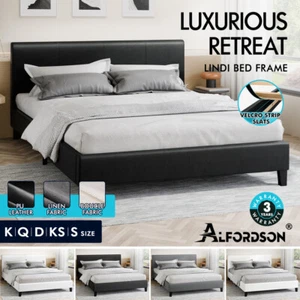 ALFORDSON Bed Frame Queen Double King Single Base Wooden Slats Leather Fabric - Picture 1 of 301