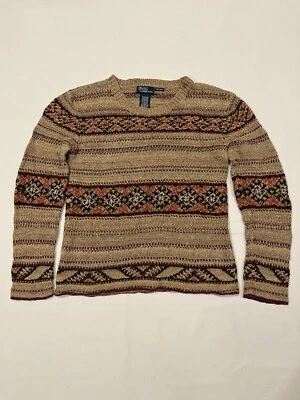 VTG Polo Ralph Lauren Hand Knit Fair Isle Crewneck Sweater Women’s Size Small - Image 1 of 4