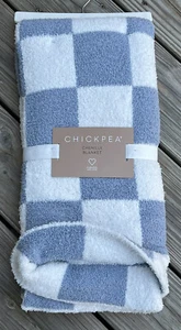 NEW Chick Pea Baby Blanket Blue White Chenille Checkered Squares Soft Boys - Picture 1 of 6