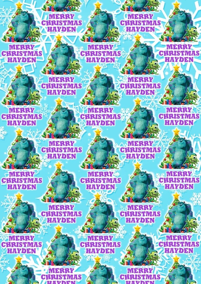 MONSTERS INC Personalised Christmas Gift Wrap - Disney Monsters Wrapping Paper - Image 1 of 1