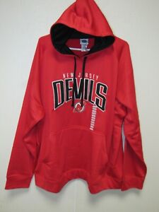NHL New Jersey Devils Embroidered Logo Red Hooded Pullover Sweatshirt 2X-Large