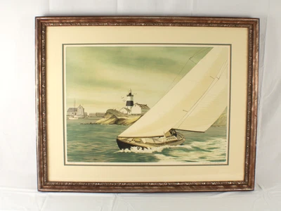 Vintage Seascape Sailing Limited Ed. 55/250 Lithographie signiert William Nelson - Bild 1 von 4