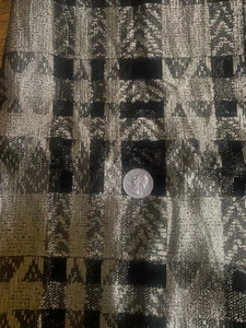 Remnant - Vintage semi sheer Sparkling Gold And Black Check Lurex  Knit fabric - Picture 1 of 2