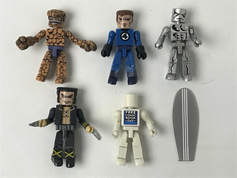 Marvel Minimates Lot Of 5 SILVER SURFER MISTER FANTASTIC THING WOLVERINE Loose - Image 1 of 4