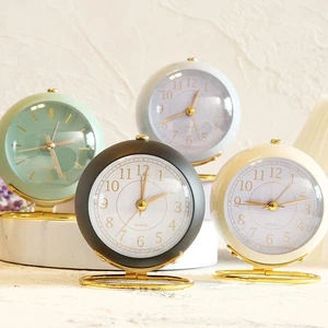 Night Light Alarm Clock Golden Steel Ring Design For Desktop For Desktop - Picture 1 of 14