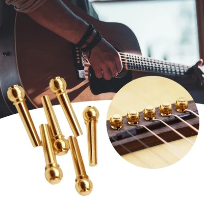 6 Pieces/set Guitar Bridge Pin Acoustic Brass Guitar Bridge Pin Replacement Part - Image 1 of 4