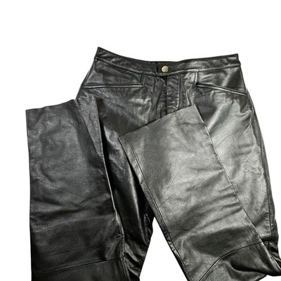 Pantalones de cuero Wilson para mujer talla 12 negros cintura alta pierna recta motociclista montar Foto 1 de 4