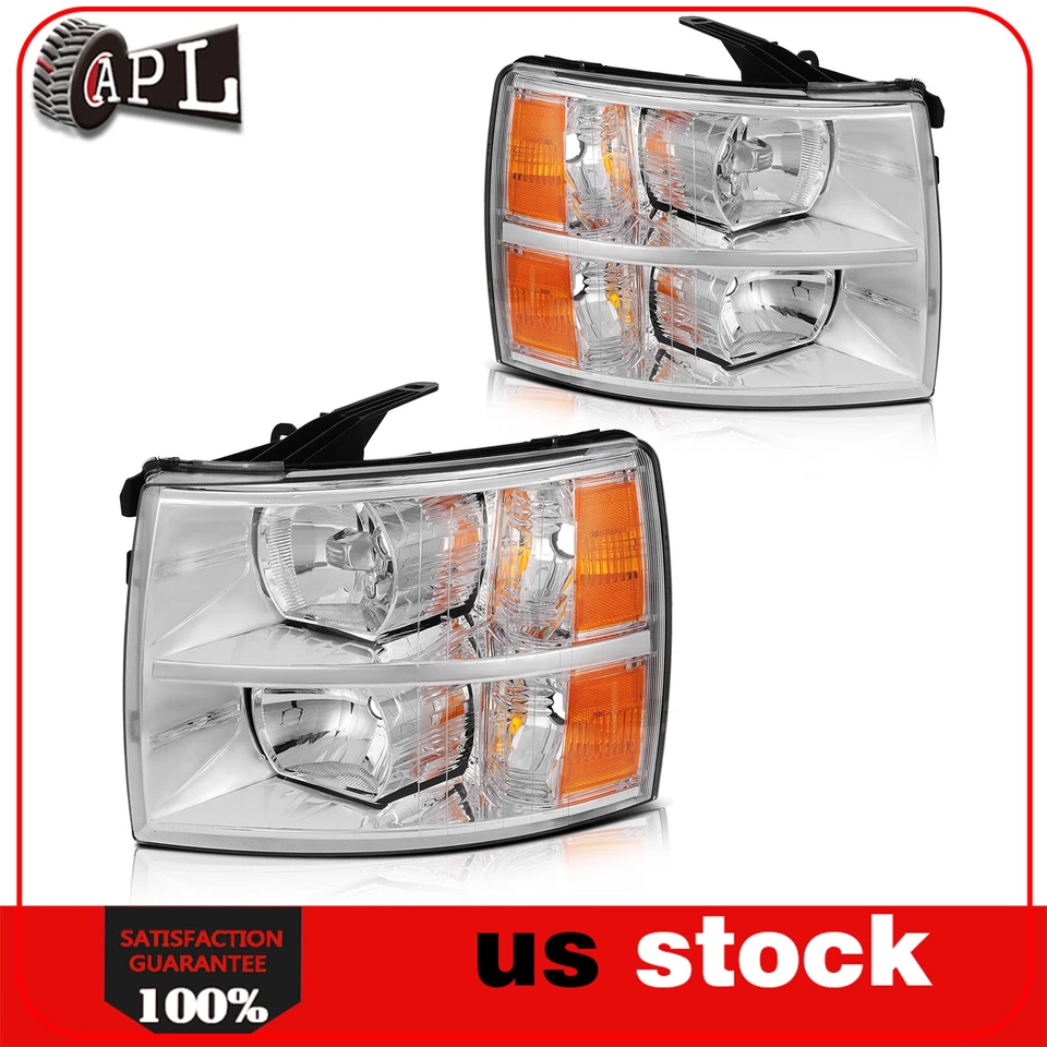 Kit para Chevy Silverado 1500 2500 HD 2007-2013 Juego de carcasa de faros cromados Foto 1 de 4