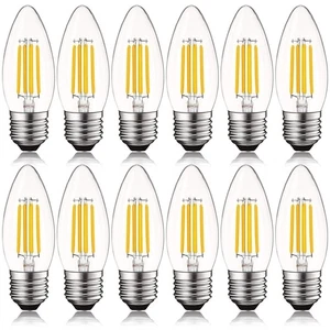 Luxrite E26 LED Candle Bulbs 60W Equivalent 2700K 550lm Dimmable 12-Pack - Picture 1 of 7