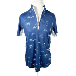 Top estampado golf San Soleil azul marino 1/4 cremallera UV 50 refrigeración al aire libre activo S/S talla L - Imagen 1 de 9