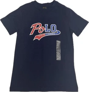 Polo Ralph Lauren Boys T Shirt Navy Blue Spellout Logo Size 7 - Picture 1 of 5