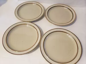 Piatto pane Rainbow Stoneware CAPRI 651 7 1/8" beige con righe marroni Giappone vintage - Foto 1 di 12
