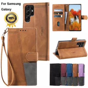 Coque Pour Samsung S23 FE S22 S21 S20 S10e S9 Note20 Etui portefeuille en cuir - Photo 1/18