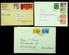 SWITZERLAND 1961-74 10c UPRATED ON 30c POSTAL CARD+ 2 COVERS W/ 7v TO GERMANY