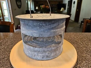 Vintage Galvanized Metal Fishing Bait Bucket Minnow Pail Cabin Man Cave Decor - Picture 1 of 10