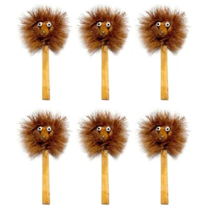 6x Brush Art Brown 47cm Lion w/ Pole Outdoor Patio Garden Ornament Home Decor - Picture 1 of 2