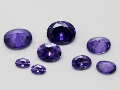 Tanzanite CZ Oval 4x6 6x8 8x10 10x12 mm Loose AAA Cubic Zirconia Gemstone Violet - Image 1 of 4