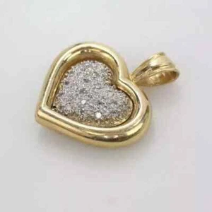1Ct Round Cut Lab Created Diamond Cluster Heart Pendant 14K Yellow Gold Plated - Picture 1 of 5