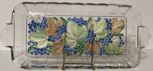 VTG Iridescent Grapes & Leaves Celery Serving Platter / Dish - Picture 1 of 6