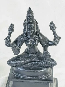 Hindu Göttin des Reichtums Lakshmi Figur 4,75" hohe Statue schwarz bemaltes Messing - Bild 1 von 10