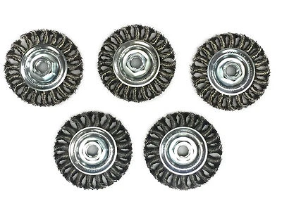 Cepillo de alambre de rueda de nudo de 4" - Alambre de acero al carbono - Paquete de 5 Foto 1 de 4