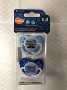 Ulubulu Glow in the Dark Ortho Pacifiers Binkys Soothers Night Owl Dream 6-18M - Picture 1 of 9