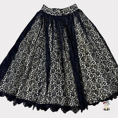 Ella Groll Riviera моды черный кружевной круг юбка над кремовая тафта S 1950 - Изображение 1 из 4