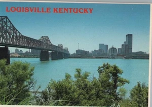 Bridge to Louisville KY & Skyline Continental Chrome Postcard - Picture 1 of 2