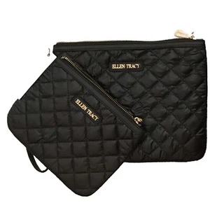 Portafoglio pochette Ellen Tracy nero set 2 pezzi braccialetto diamantato trapuntato nuovo - Foto 1 di 8