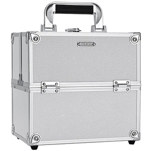 Professional Makeup Train Case Portable Cosmetic Organizer Case 4 Trays Aluminum - Picture 1 of 8