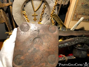 SHIPWRECK INGOT NICOBAR FLEET DATED 1750 PIRATE GOLD COINS TREASURE MONEY PLATE - Picture 1 of 12