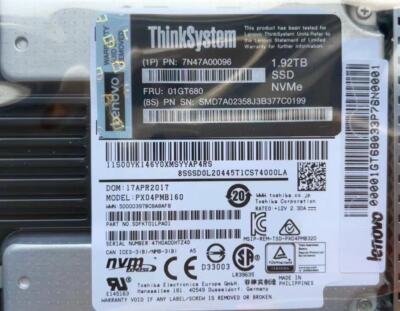 1.92TB SSD TOSHIBA NEME U.2 PX04PMB160 Solid ...
