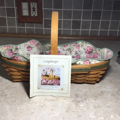 Longaberger 2001 May Peony Basket /liner/ Protecter Cover