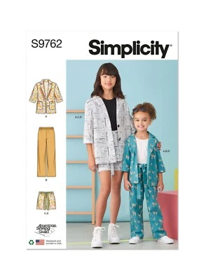 SIMPLICITY 9762 CHILDS & GIRLS JACKET PANTS SHORTS Sewing Pattern Sizes 3-6 7-14 - Image 1 of 4