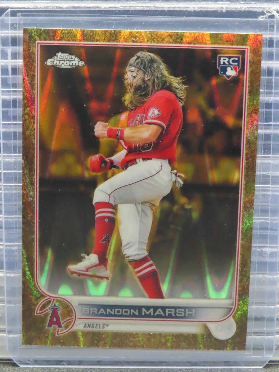 2022 Topps Chrome Gilded Brandon Marsh RayWave Gold Etch Refractor Rookie #8/25