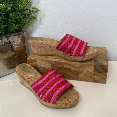 Sandalias Eric Javitz New York Rafia Corcho Trenzado Cuña Slide talla 8 Foto 1 de 4