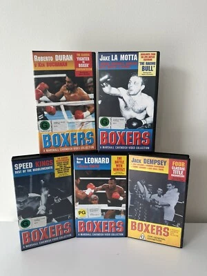 BOXING VHS set of 5, sugar Ray Leonard, Jack la Motta - Image 1 of 2