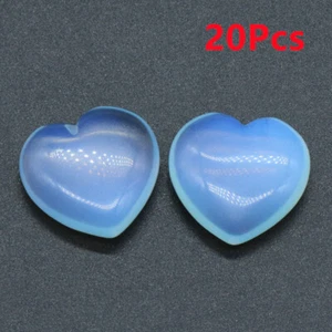 20Pcs 25x25x8mm White Opal Heart No Hole Undrilled Gemstone Reiki Decor HT2239 - Picture 1 of 6